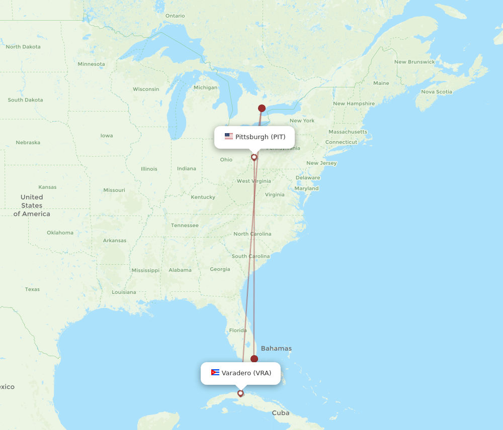VRA-PIT flight routes