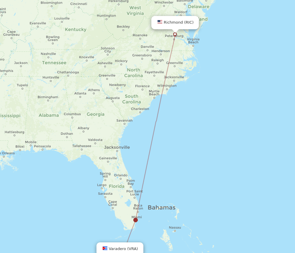 VRA-RIC flight routes