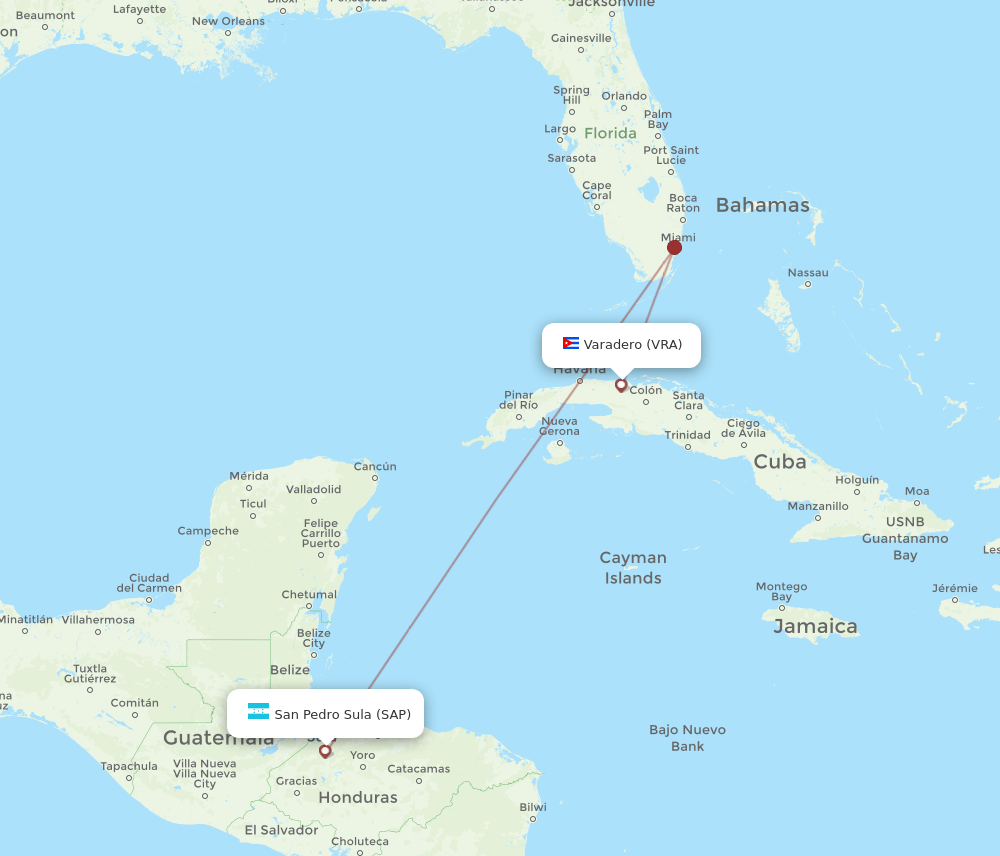 VRA-SAP flight routes