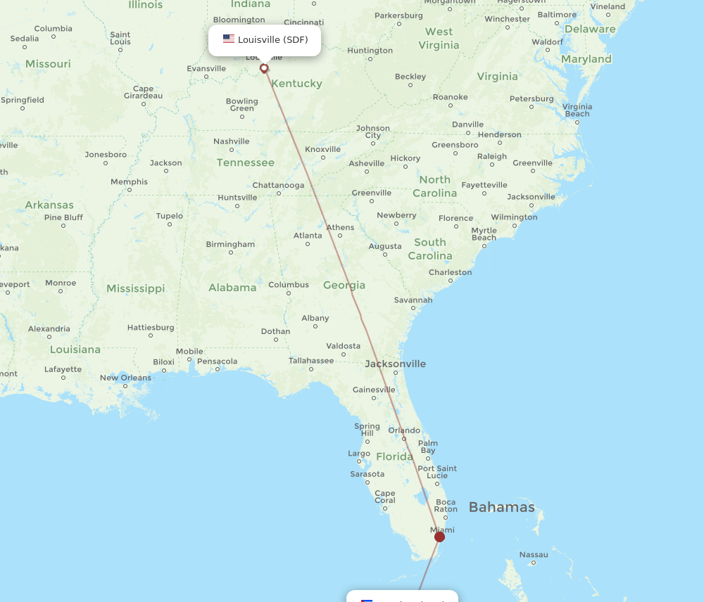 VRA-SDF flight routes