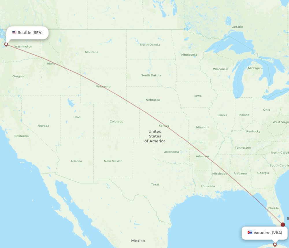 VRA-SEA flight routes