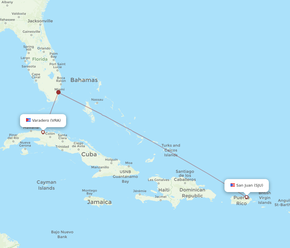 VRA-SJU flight routes