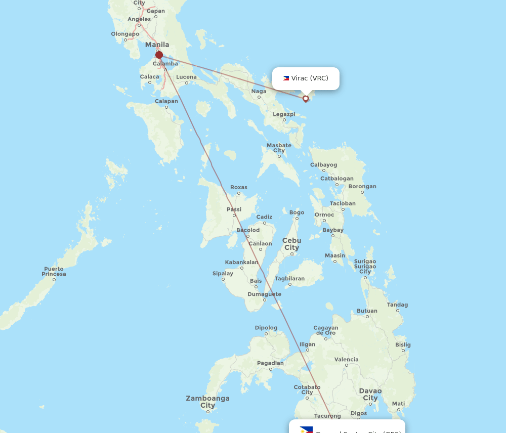VRC-GES flight routes