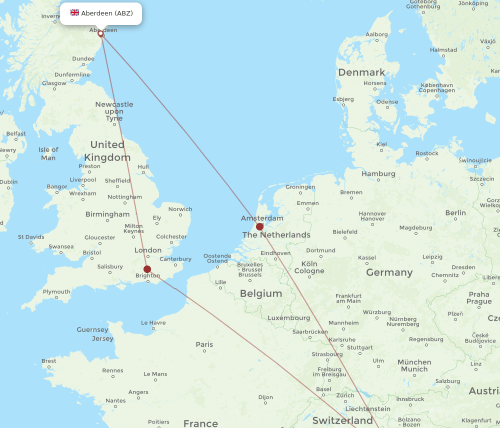 VRN to ABZ flights and routes map