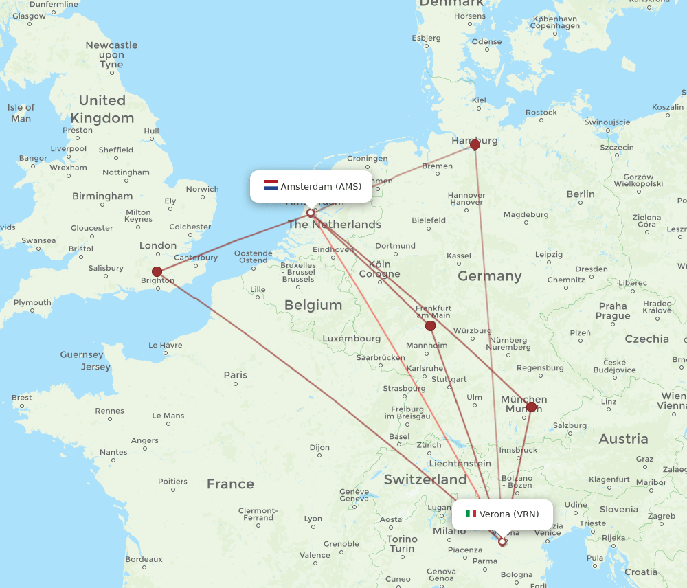 VRN-AMS flight routes