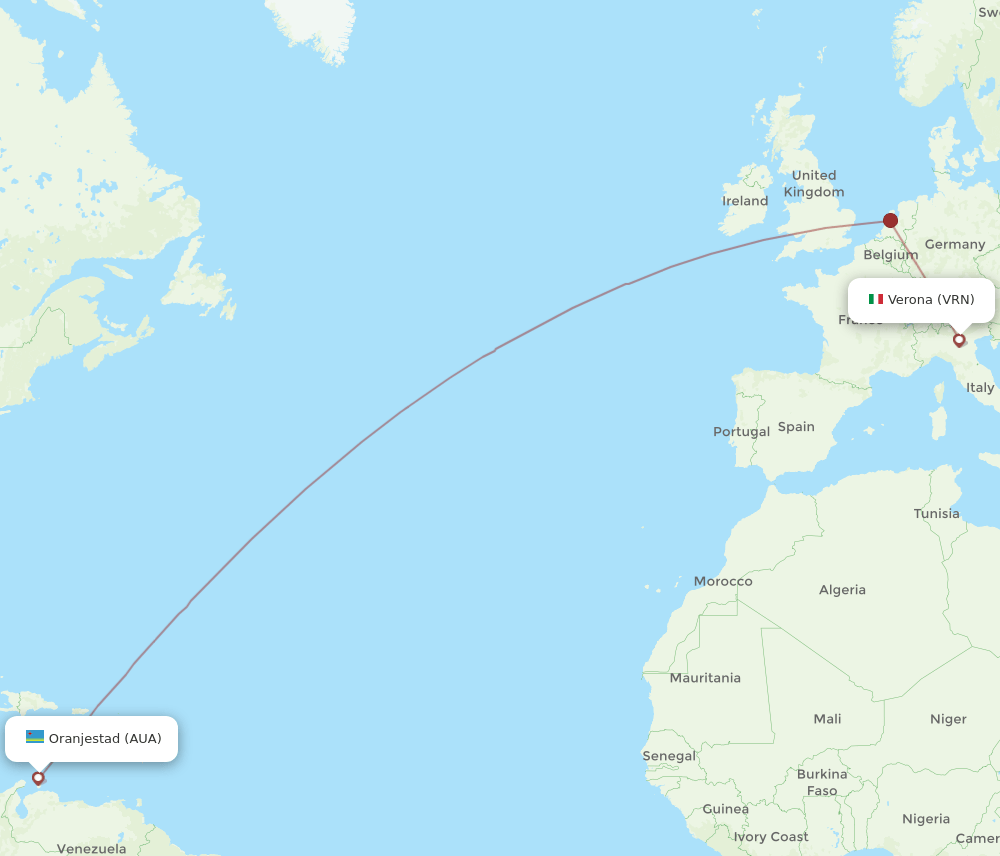 VRN-AUA flight routes