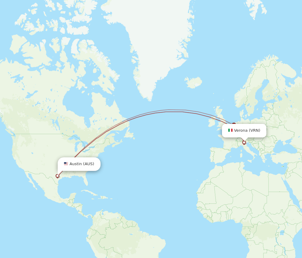 VRN-AUS flight routes
