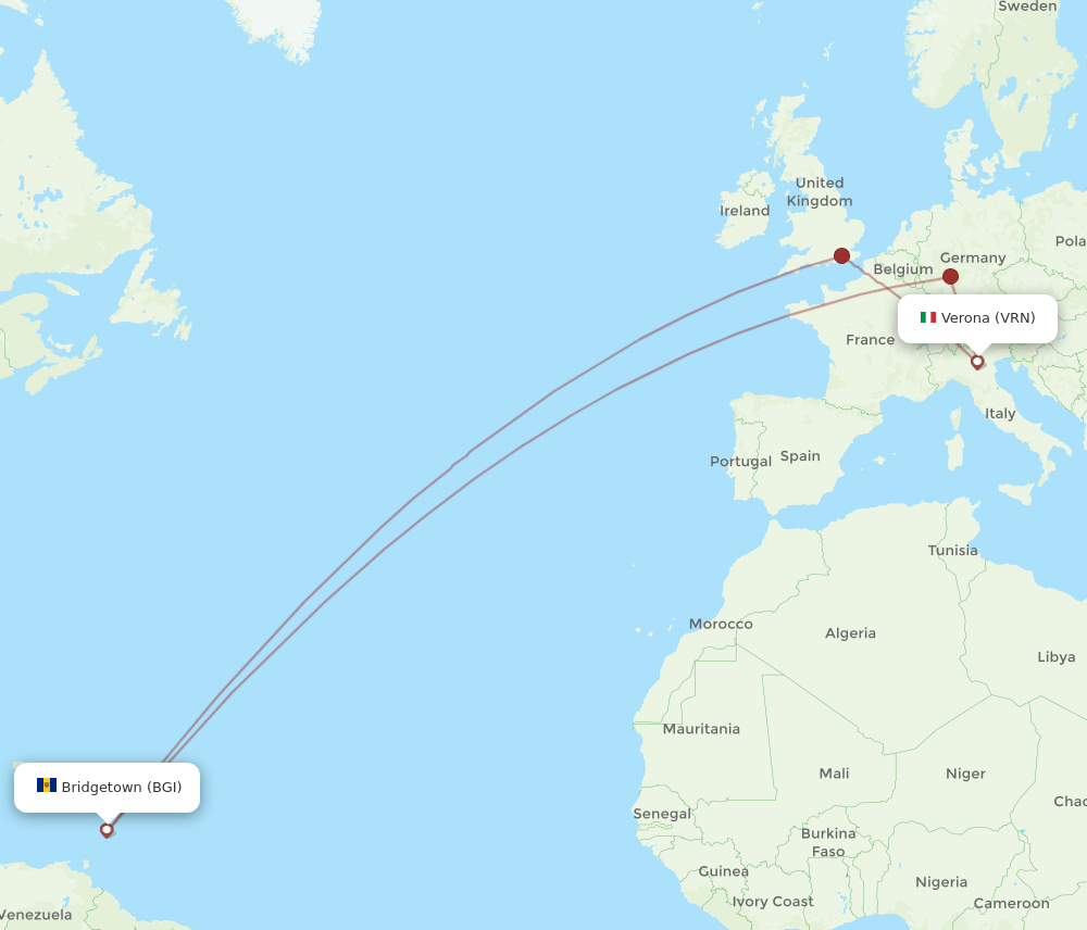 VRN-BGI flight routes