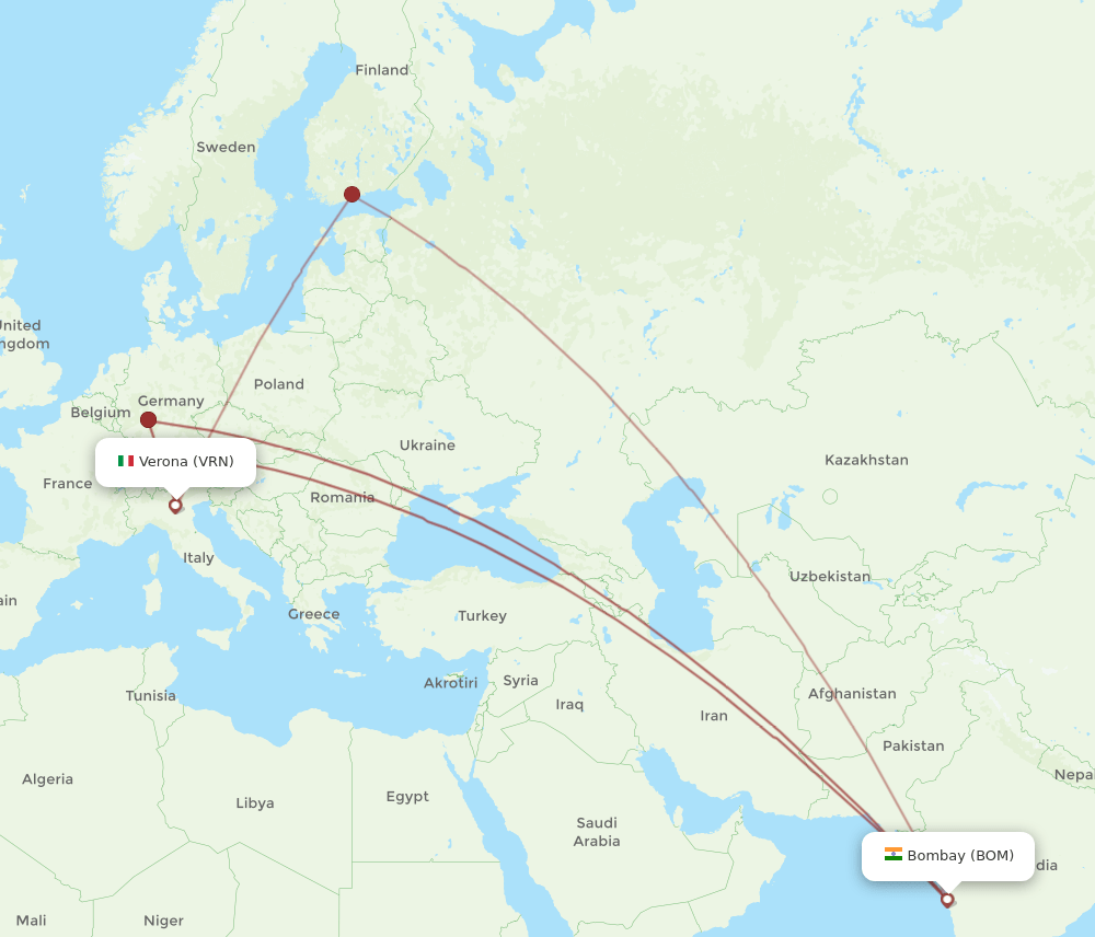 VRN-BOM flight routes