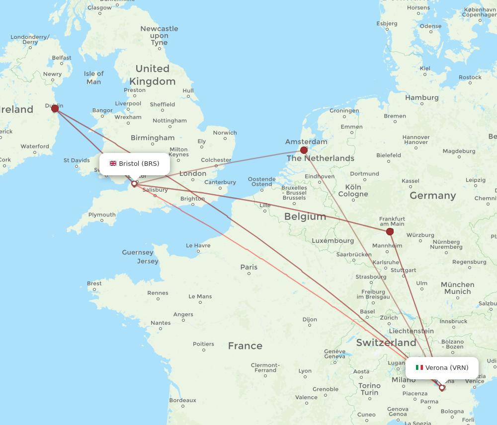 VRN to BRS flights and routes map