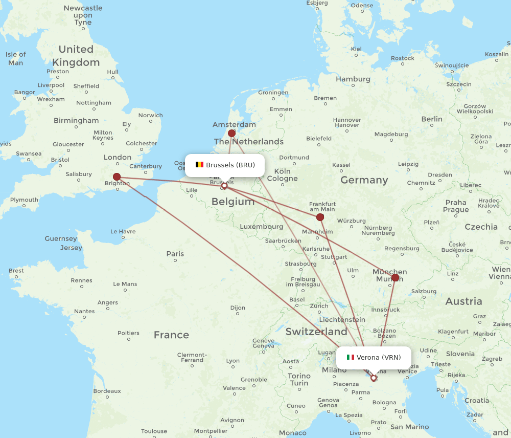 VRN-BRU flight routes