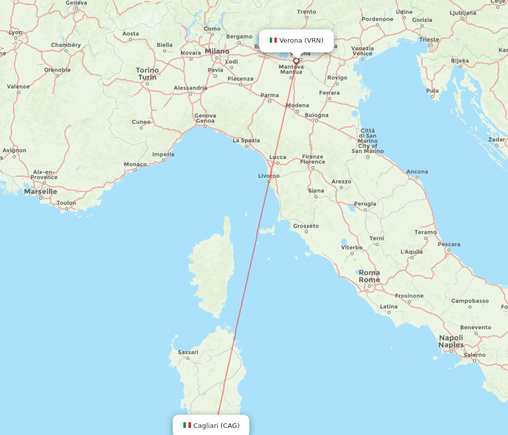 VRN-CAG flight routes