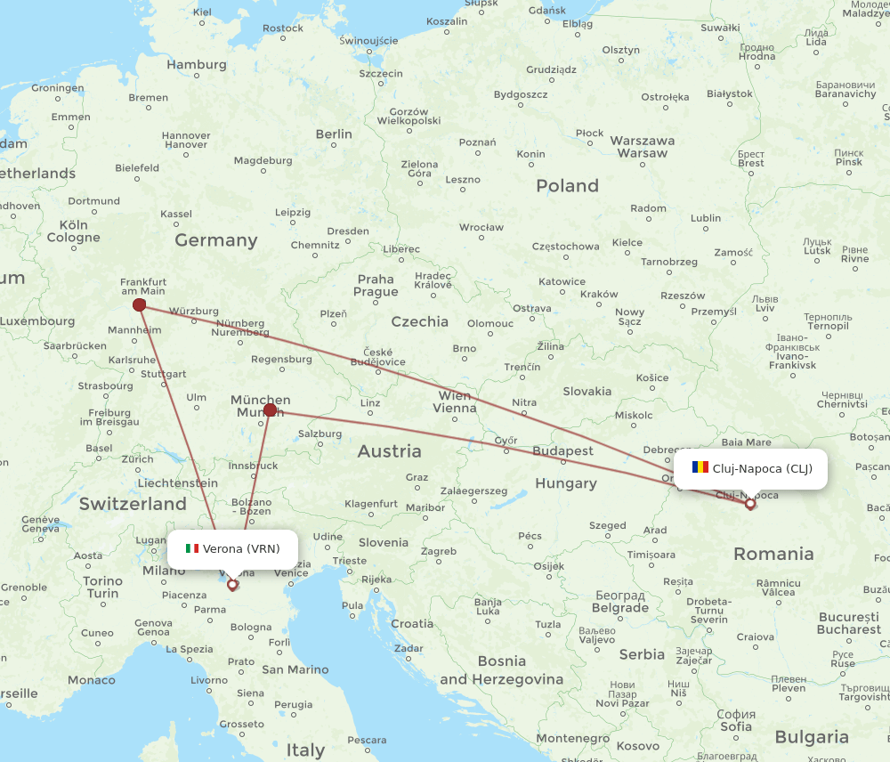 VRN-CLJ flight routes