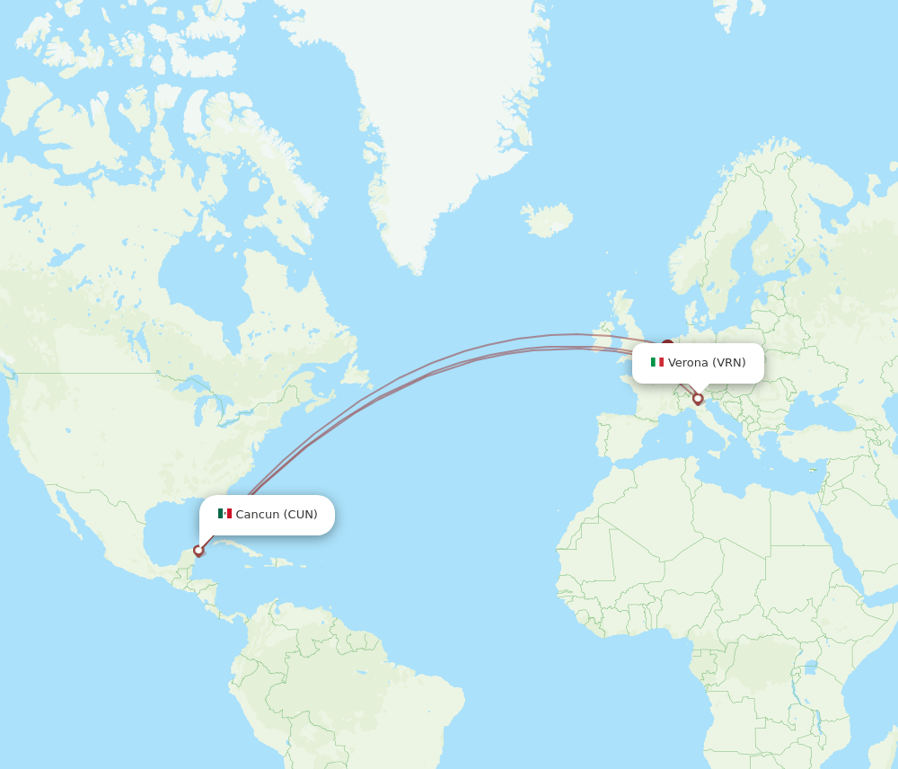 VRN-CUN flight routes