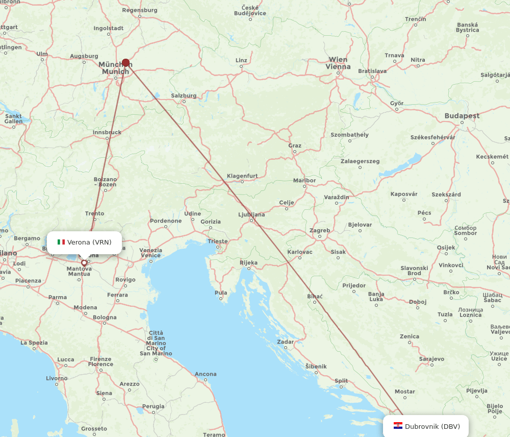 VRN-DBV flight routes