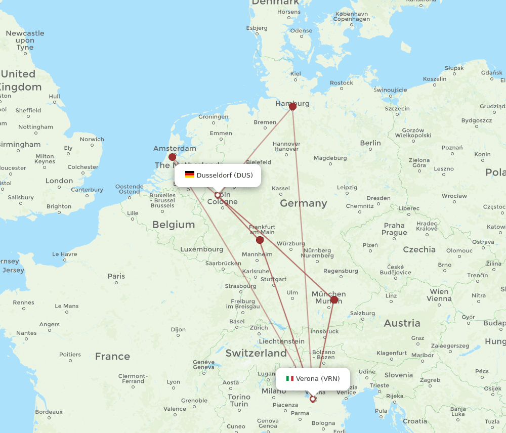 VRN-DUS flight routes