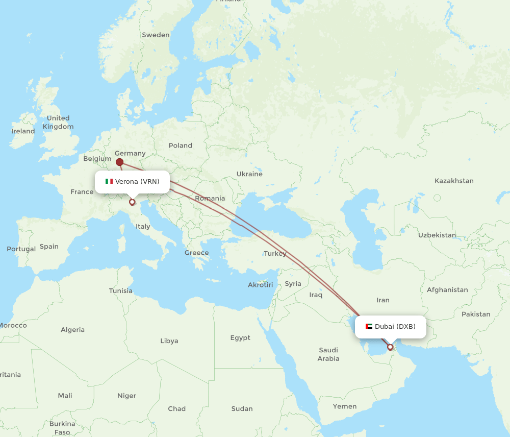 VRN-DXB flight routes