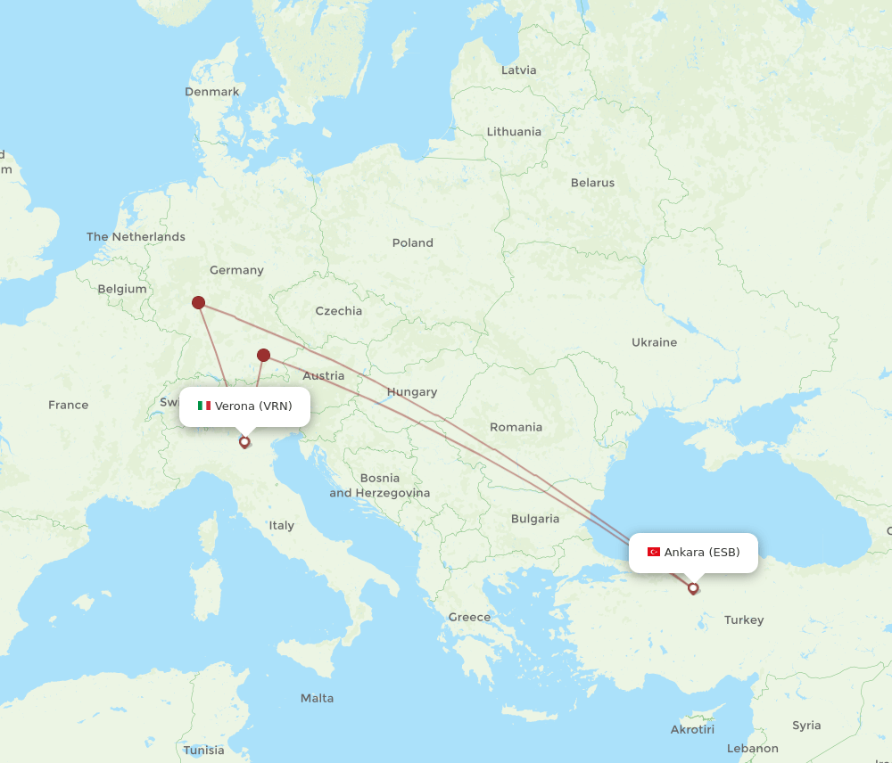 VRN-ESB flight routes