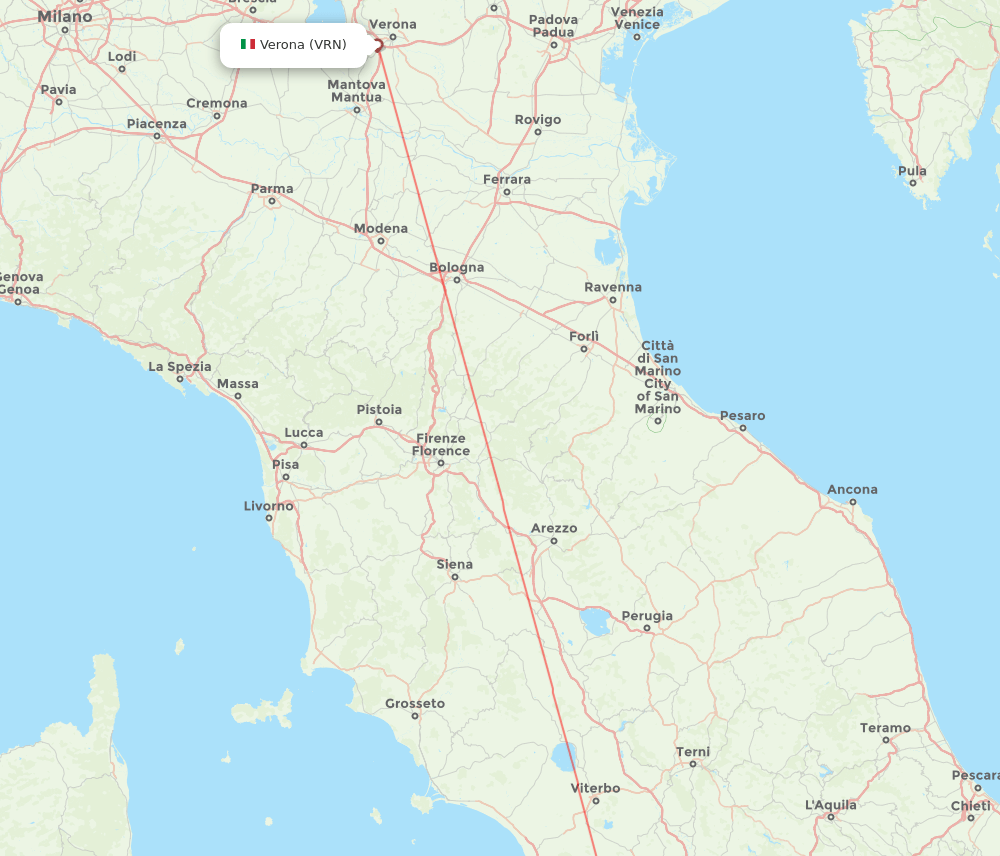 VRN to FCO flights and routes map