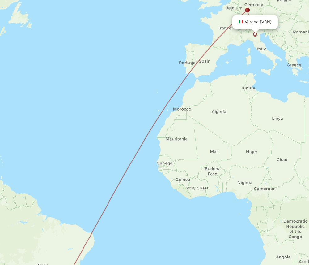 VRN to GRU flights and routes map