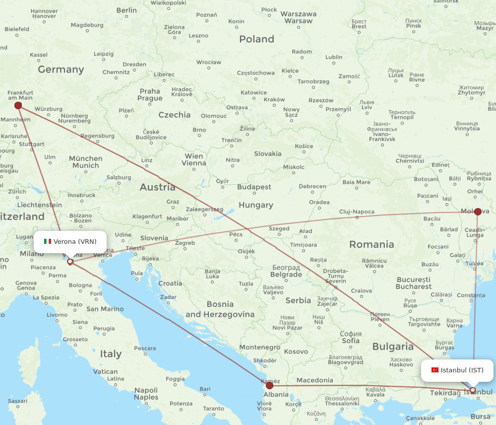 VRN-IST flight routes