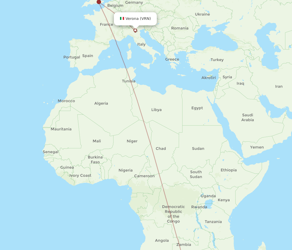 VRN-JNB flight routes