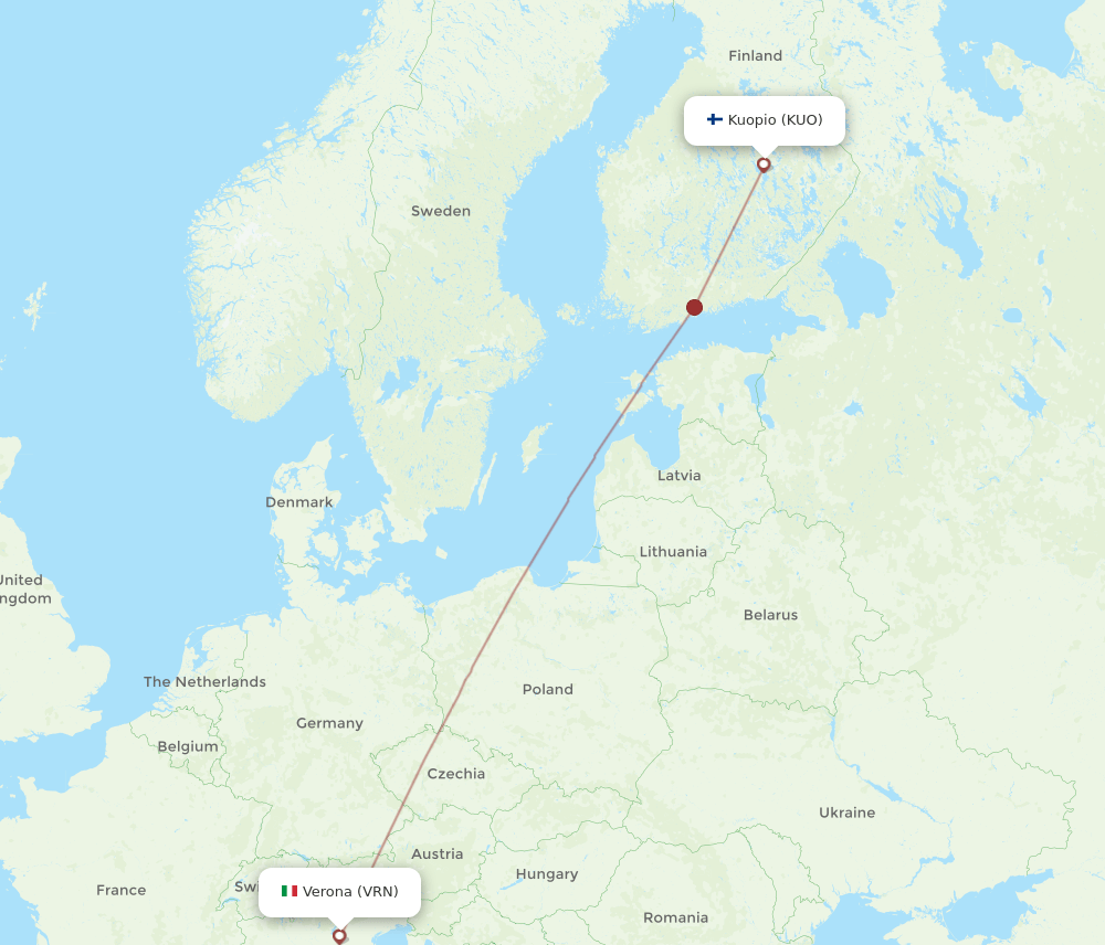 VRN to KUO flights and routes map