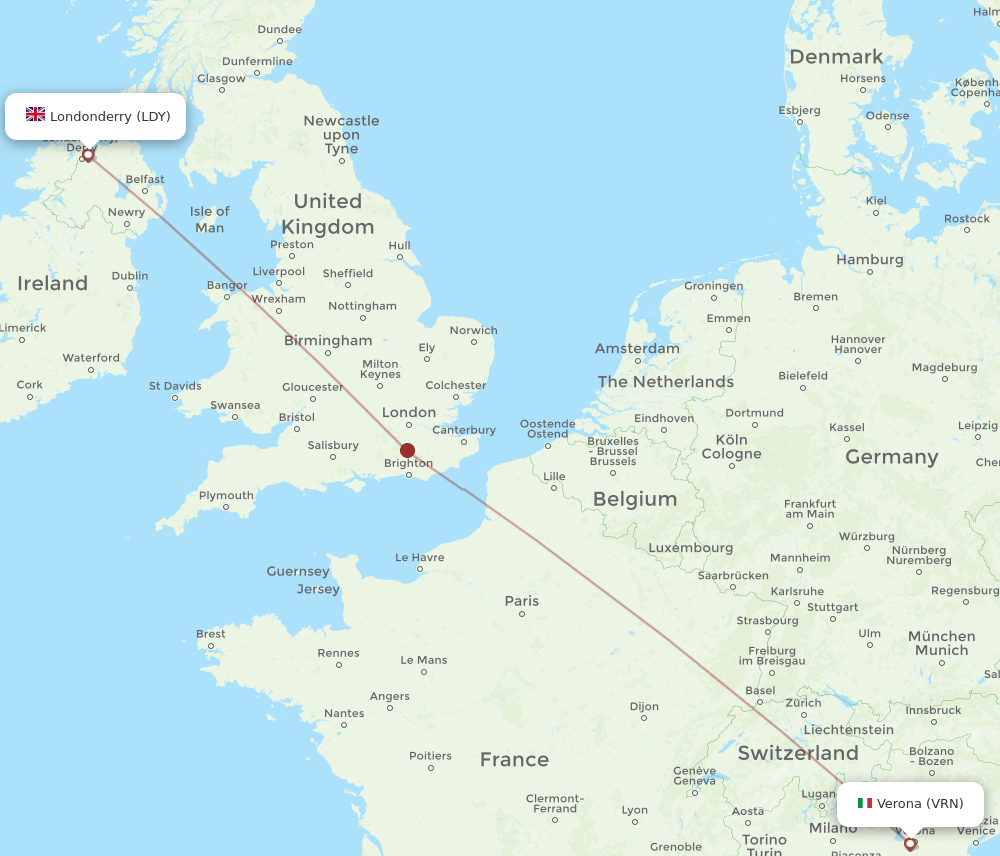 VRN-LDY flight routes