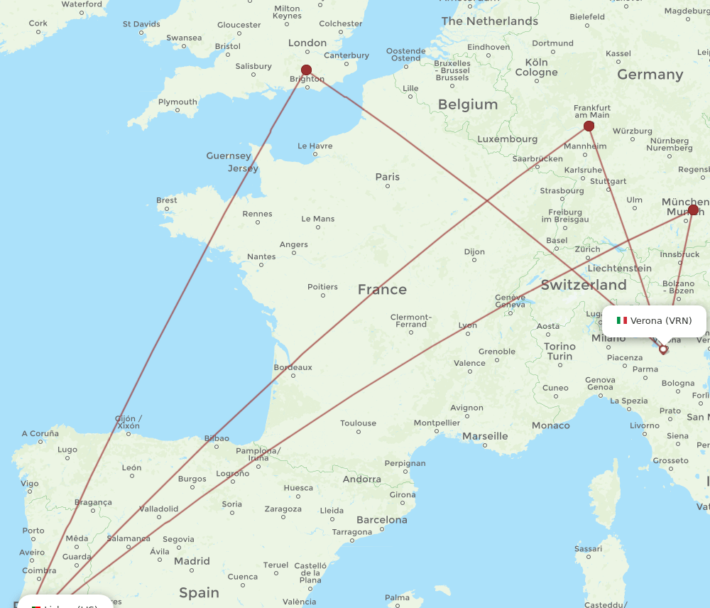 VRN-LIS flight routes