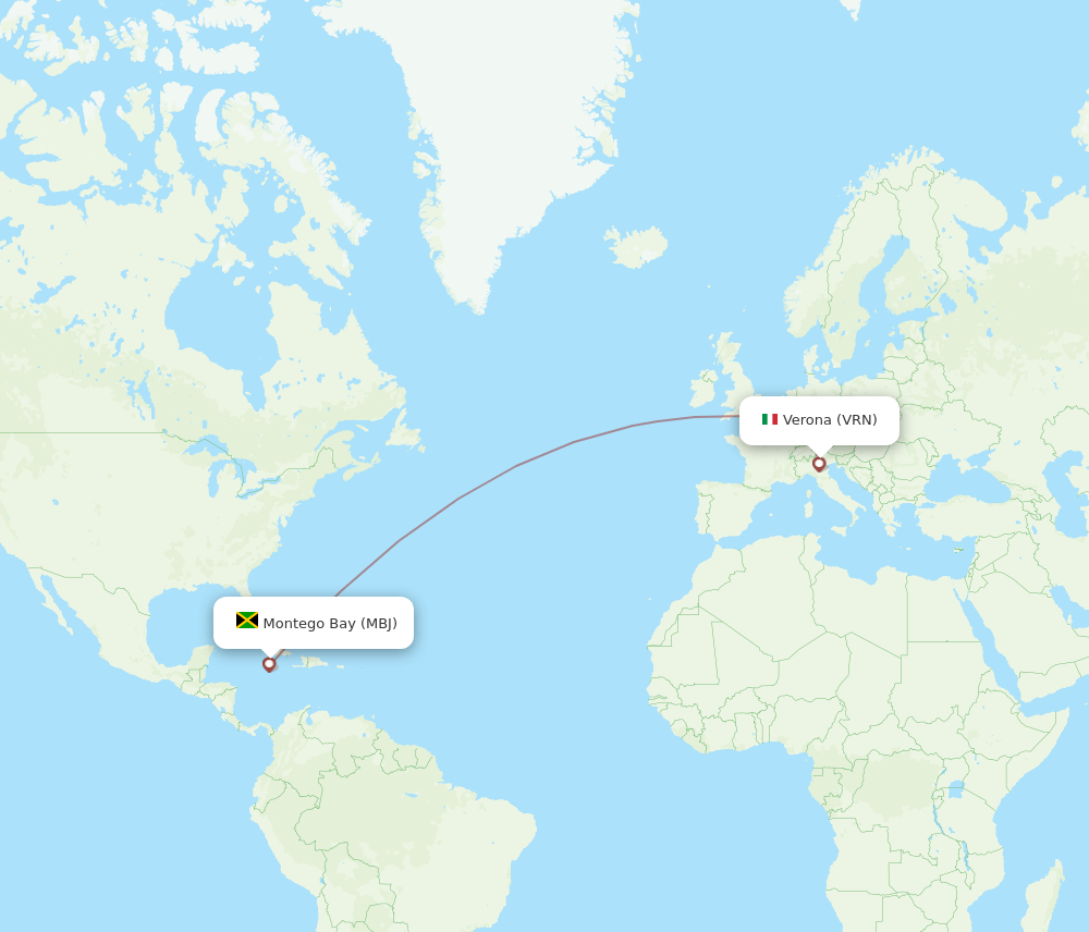VRN-MBJ flight routes