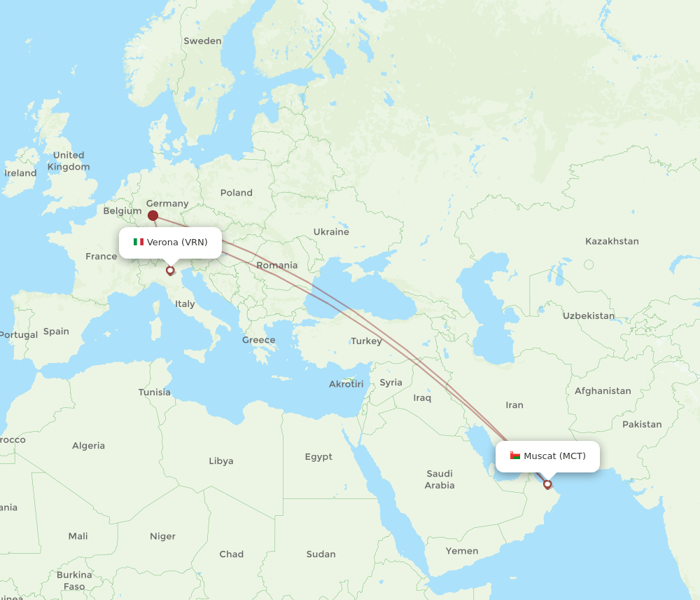 VRN-MCT flight routes