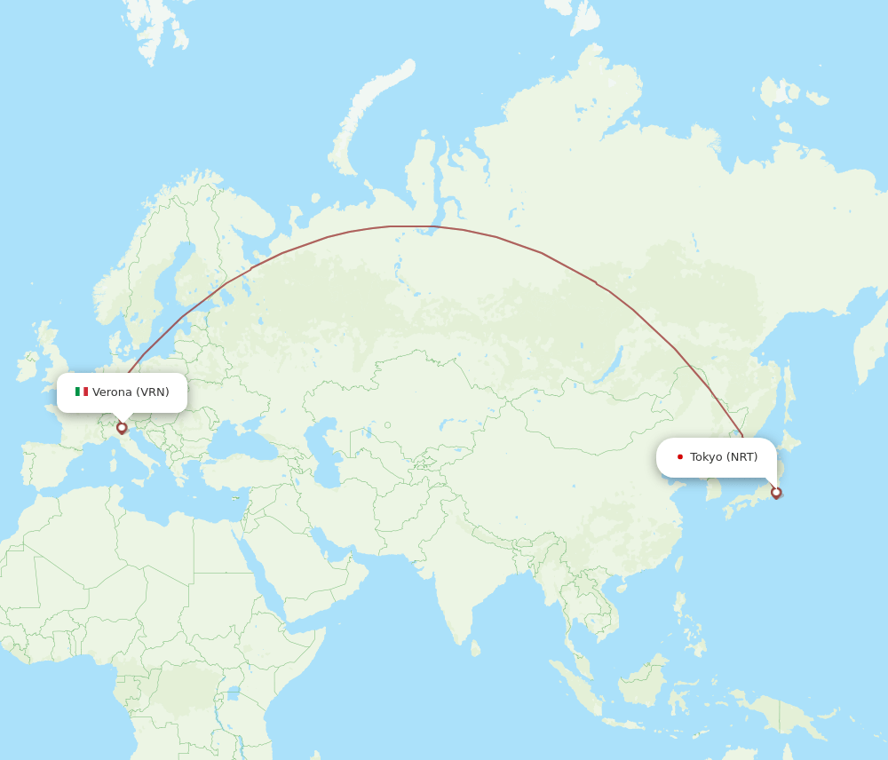 NRT to VRN flights and routes map