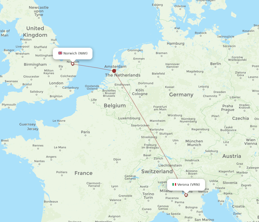 VRN-NWI flight routes