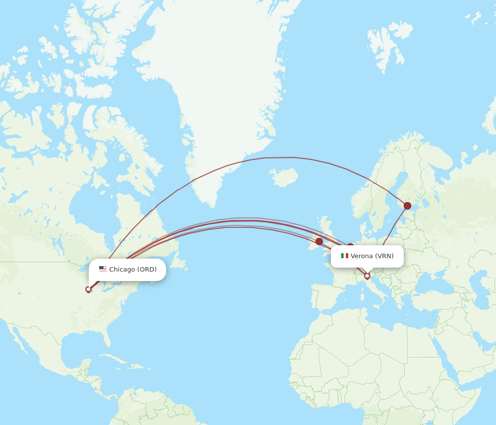 VRN-ORD flight routes