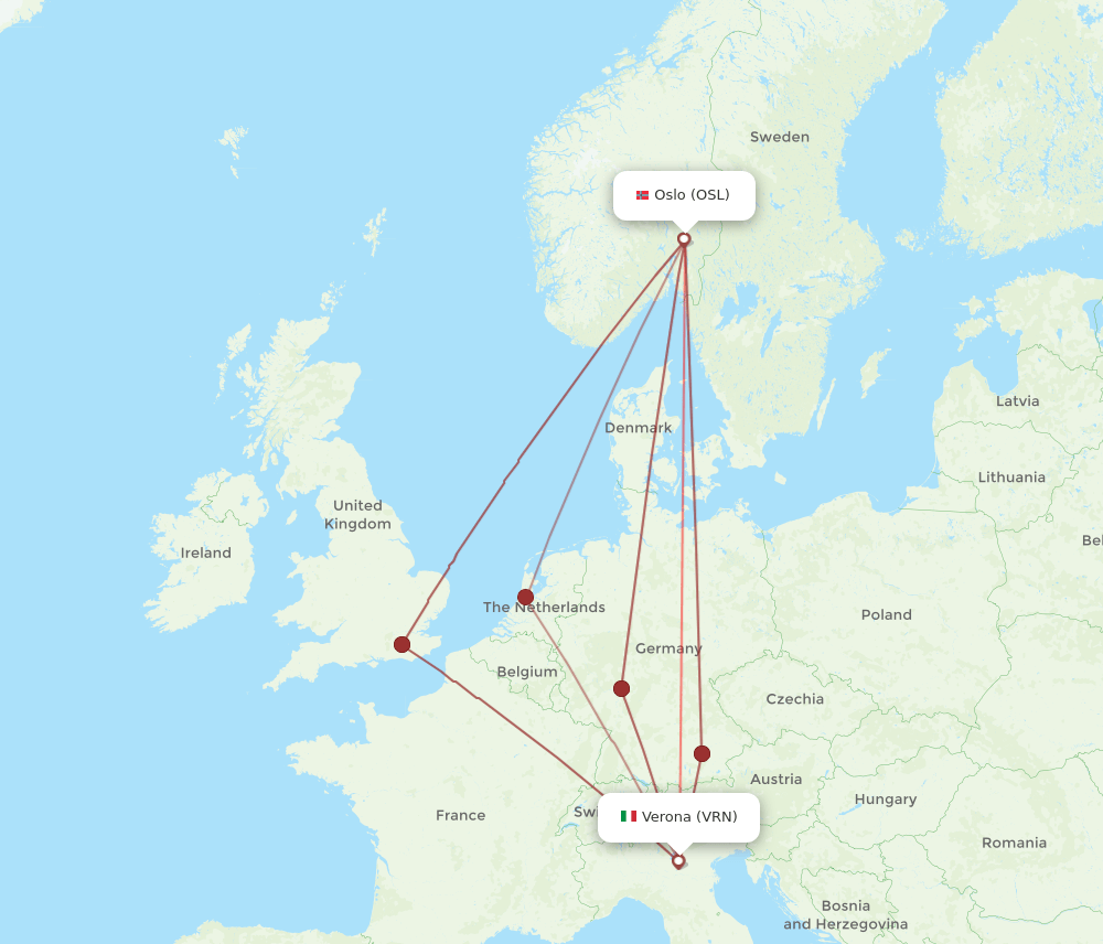 VRN-OSL flight routes