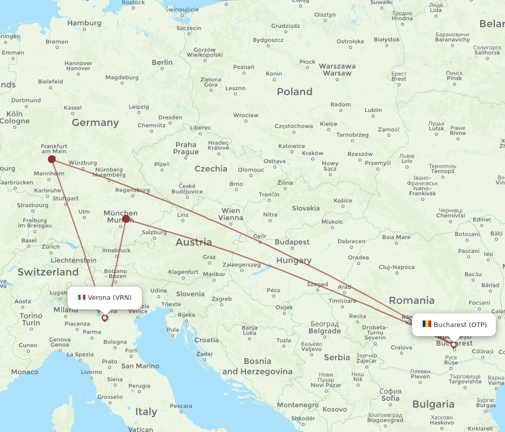 VRN to OTP flights and routes map