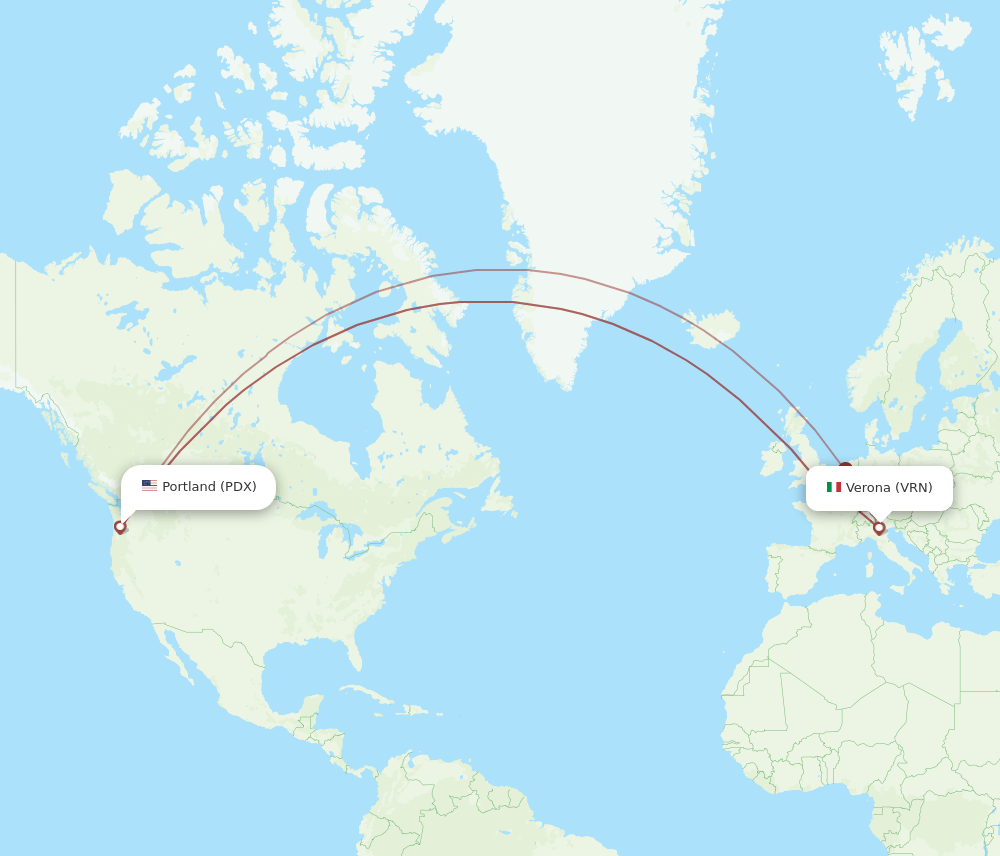 VRN-PDX flight routes