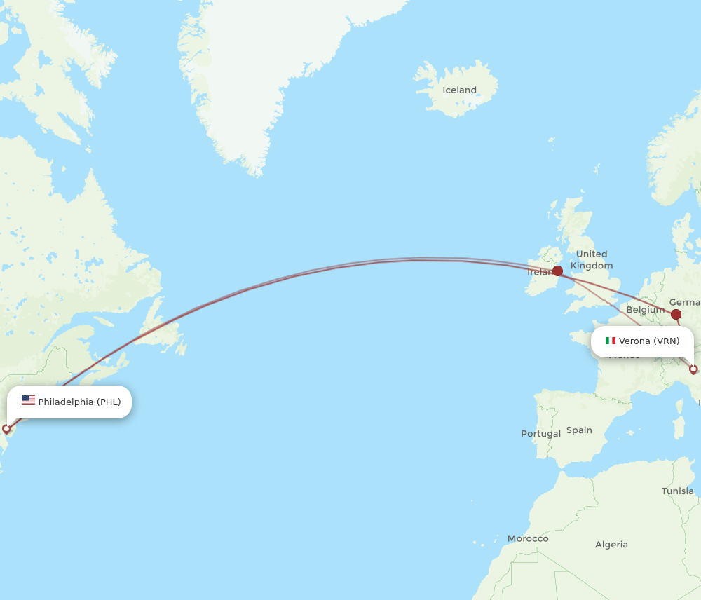 VRN-PHL flight routes