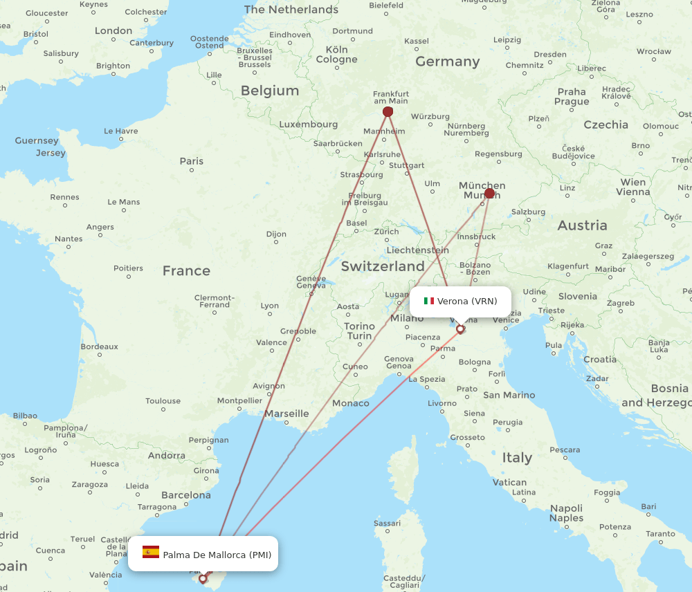 VRN-PMI flight routes