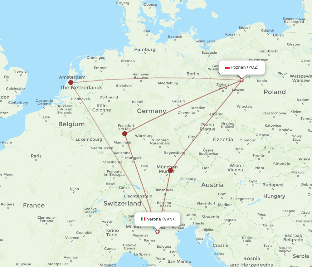 VRN-POZ flight routes