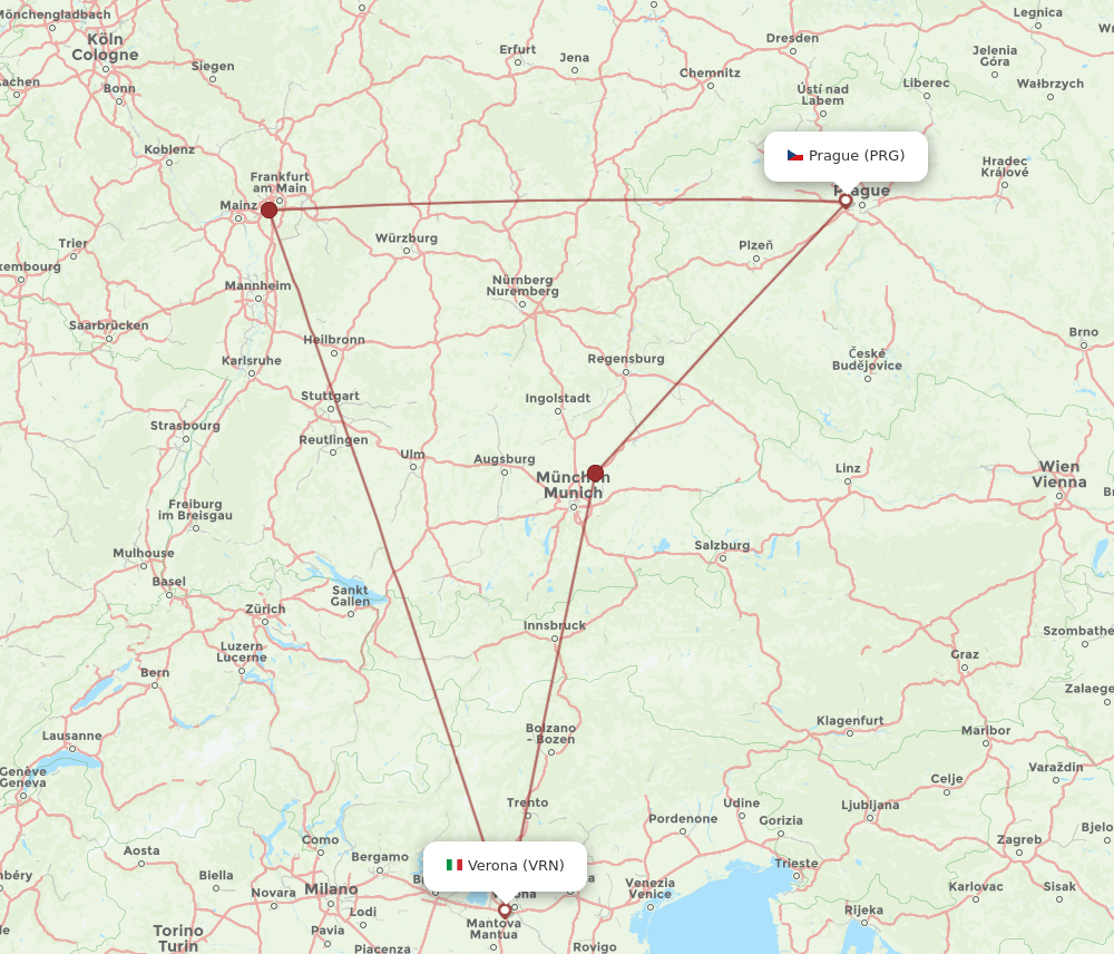 VRN-PRG flight routes