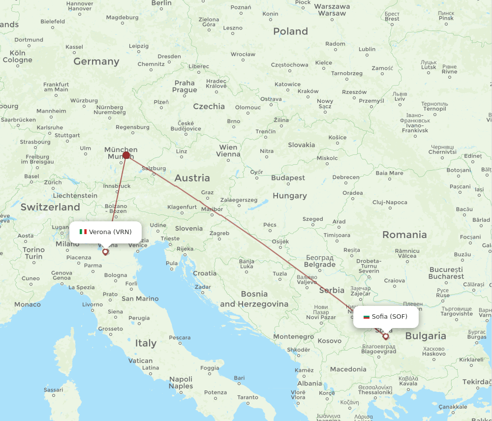 VRN-SOF flight routes