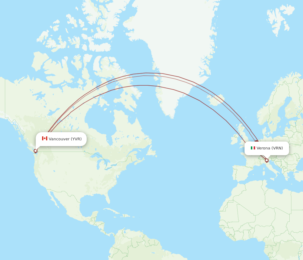 VRN-YVR flight routes