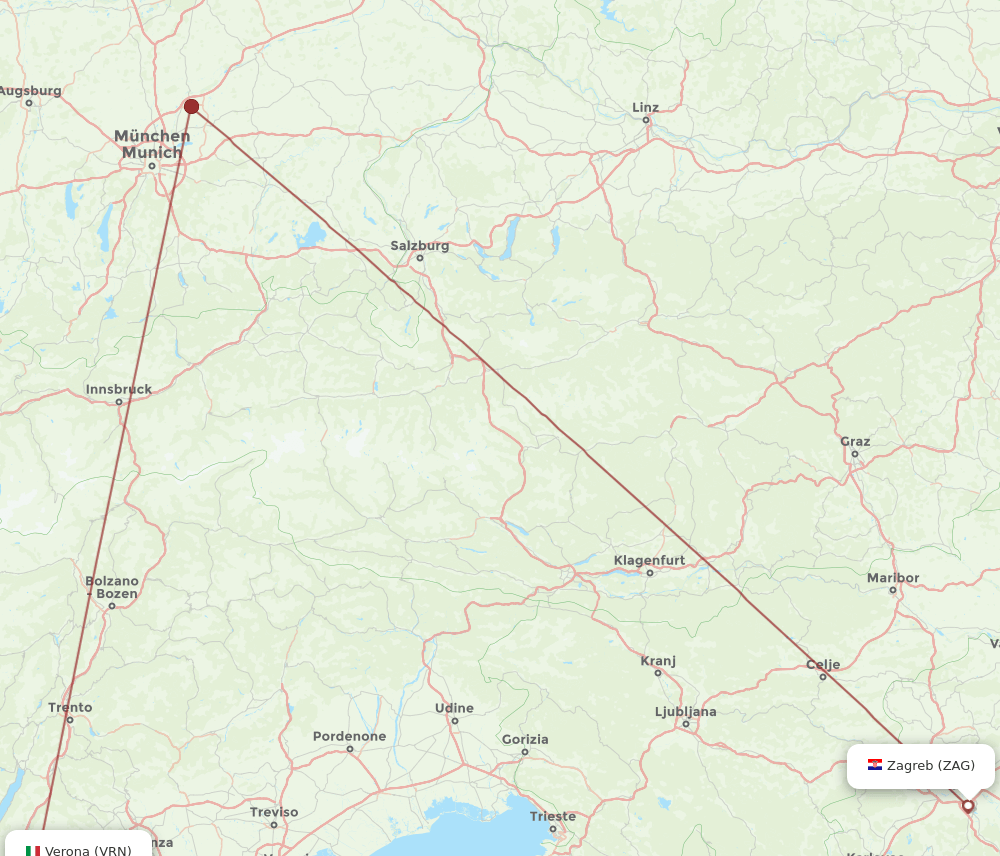 ZAG to VRN flights and routes map