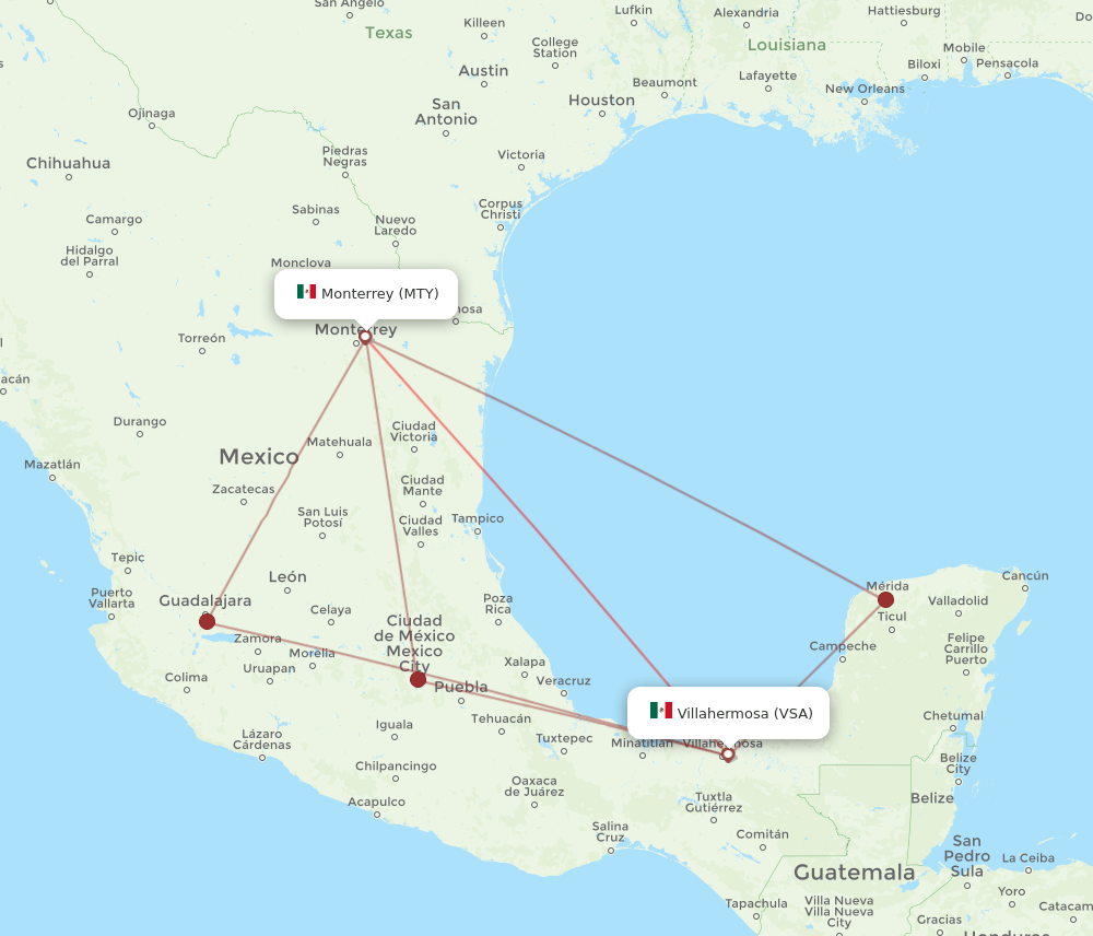 VSA-MTY flight routes