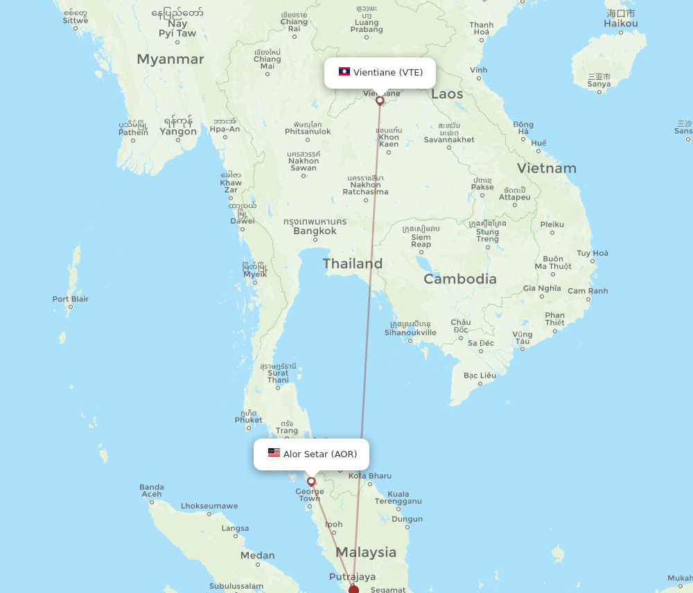 VTE-AOR flight routes
