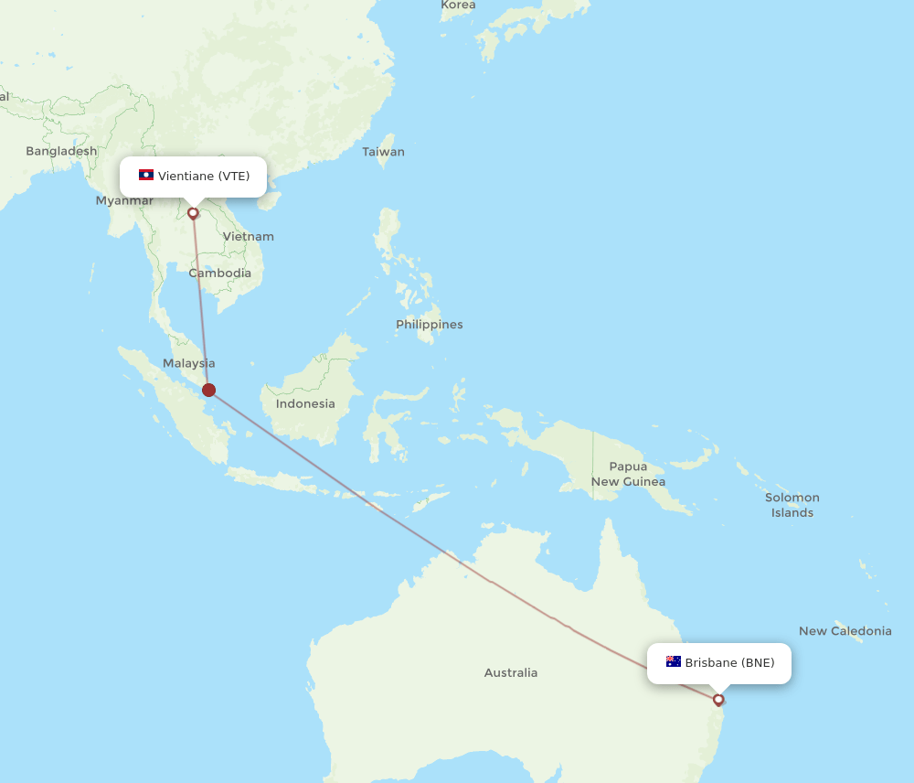VTE-BNE flight routes