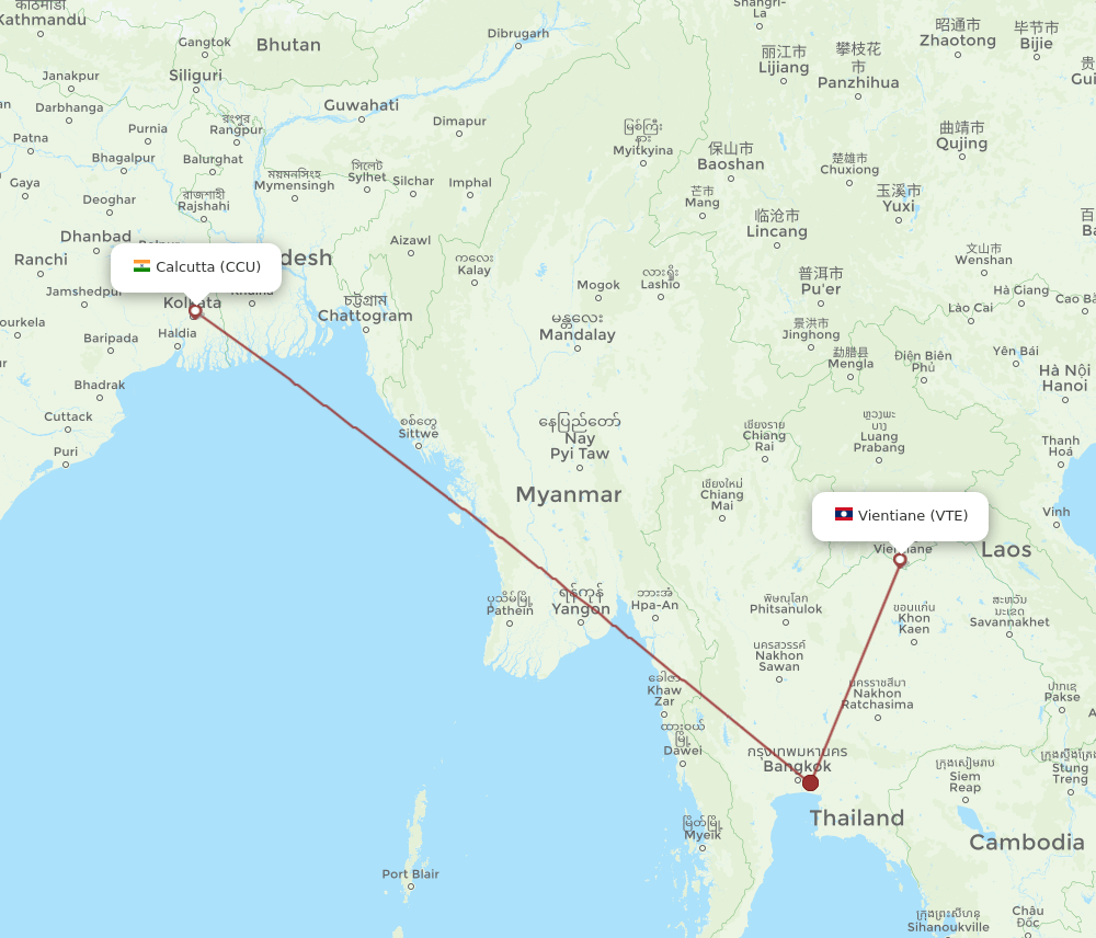 VTE-CCU flight routes