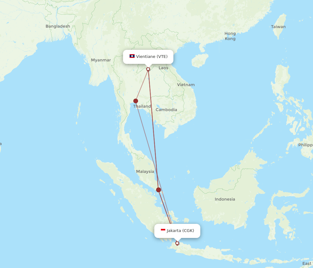 VTE-CGK flight routes