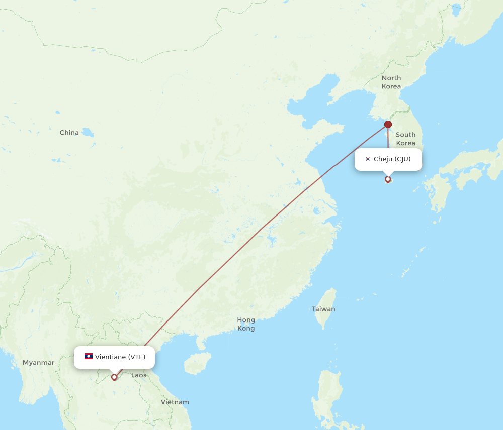 VTE-CJU flight routes